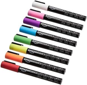 Amazon Basics Bullet/Chisel Reversible Tip Chalk Markers, Fine Point, 8-Pack, Bright Colors