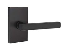 EMTEK Modern Rectangular Rosette Privacy Set with Matching Finish Freestone Lever - Choice of Left/Right Handing and 7 Finishes - 5212FRLLHUS19 - Left Handed (LH) - Flat Black (US19)