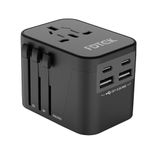 Universal Travel Adapter Worldwide, FDTEK International Travel Plug Adapter with 2 USB C and 2 USB A Ports, Universal Adapter Plug Charger for EU US UK Australia China Thailand etc.