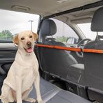 Furggis Dog Car Barrier, 56" Wide See Through Car Back Seat Cargo Area Pet Restraint Divider, Travel Trunk Mesh Car Net Barrier Screen Separator for Dogs, Ideal for SUVs Trucks Full Sized Sedans