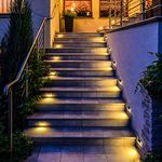 DBF 30 LED Solar Step Lights Outdoor【6 Pack-Warm White】 Stainless Steel Bright Solar Deck Lights Waterproof Solar Stair Lights with Auto On/Off Solar Lights for Decks Steps Fence Patio Yard Pathway