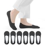 Closemate Womens No Show Socks for Men Non Slip Thin Low Cut Hidden Invisible Socks for Loafer Flat Boat Liner(6Black, Size S)