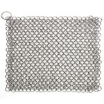 Cast Iron Chainmail Scrubber, ASelected 6.8x6.8 Inch Cast Iron Cleaner Stainless Steel Chainmail Scrubber for Cast Iron Pans, Griddles, Skillets, Cookware