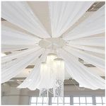 White Chiffon Ceiling 6 Panels Wedding Arch Drapes Fabric 5ftx15ft Sheer Curtains Draping for Ceremony Birthday Stage Ceiling Decoration