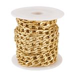 Boutigem 5M Aluminum Curb Chains Unwelded Twisted Chain Golden Chunky Metal Link Chains 10x6x1.6mm for Jewelry Making DIY Crafts