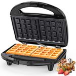 Snailar Waffle Maker, 2 Slice Non-Stick Waffle Iron, Belgian Waffle Machine with Indicator Lights, PFOA Free, Perfect for Breakfast and Snacks, 750W