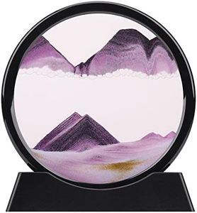 QLKUNLA Moving Sand Art Picture Liquid Motion 3D Deep Sea Sandscape in Motion Display Flowing Sand Frame Relaxing Desktop Home Office Work Decor Art Toys (7 inch, Purple)