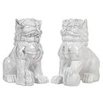 Benzara Set of Two-Guardian Lion Glossy White Bookend