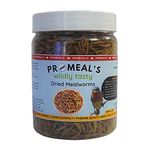 Pro-Meal Dried Mealworms - for Aquarium Fishes Like Arowana, Flowerhorn and Birds, Reptiles, Monkeys and Other Pets | High Protien Treat Food (100 gm (2300+ Worms))