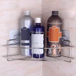 HOKIPO Model - AR3161 Magic Sticker Series No Drill Stainless Steel Chrome Wall Mounted Bathroom or Kitchen Corner Shelf