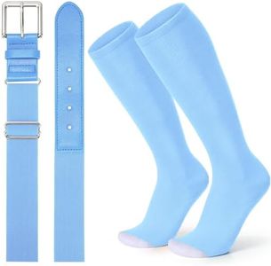 XZQTIVE Baseball Softball Socks and Baseball Softball Belt Combo Set Knee-High Soccer Socks for Kids Youth Adult,Baby Blue