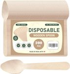 KRUM Wooden Spoons 200 Pack 160mm / 6.3 inch Spoons, Biodegradable Spoons Utensils for Party Food Grade Bamboo Spoon, Big Size Use & Throw Spoons for Parties, Weddings, Travel, Camping, Events