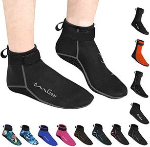 OMGear Water Socks Neoprene Socks Beach Booties Shoes 3mm Glued Blind Stitched Anti-Slip Wetsuit Boots Fin Swim Socks (3mm Low Cut/Grey, S(men 6-7,women 6-8))