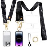 BERITNI Phone Lanyard Crossbody, Adjustable Cell Phone Lanyard Neck Strap, Multifunction Phone Strap Holder, Cute Lanyards for iPhone Case Keys ID Badges Phone Accessories,Black