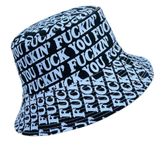 ARG Unisex Cotton Bucket hat Summer Travel Festival Sun Fisherman Hats Reversible (Fuckin Black)