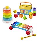 Fisher Price Classic Infant Trio Gift Set of Three Baby Toys for Stacking Sorting and Musical Play