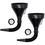 Large Car Funnel for Petrol, LONTOM 2pcs Flexible Plastic Fuel Funnels for Car, Multifunctional Oil Funnel Set with Filter and Wide Mouth for Motorcycle Car Oil Petrol Gasoline Household Uses