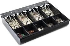 Volcora Cash Drawer Tray - 11.7 x 10.3 x 2.3 Inch Cash Register Insert - 4 Bill / 5 Coin Replacement Cash Tray 13" Fully-Removable Drawers - Stainless Steel Currency Compartment Money Storage