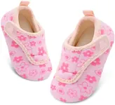 BARERUN Toddler Girls Warm Cute Kids House Slippers With Non-Slip Sole Soft Cozy Sock Shoes Indoor/Outdoor Flower 6-12 Months