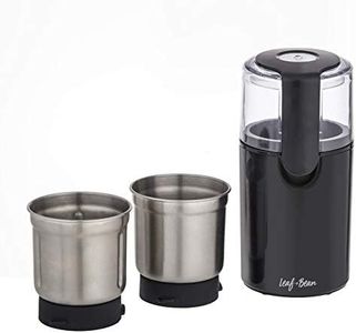 LEAF & BEAN 2 in 1 Electric Coffee & Spice Grinder, Black/stainless Steel, DLE0050