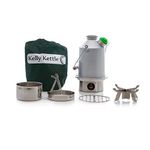 Kelly Kettle 'Scout BASIC KIT (1.2ltr Anodised Aluminium Kettle + Steel Cook Set + Base Support | Camp Kettle and Stove | Ultra fast | Lightweight | Camping, Picnics | Total Weight 1.17kg/2.55lb