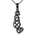 VENACOLY Sterling Silver Black Cat Necklace Celtic Knot Black Cat Pendant Jewellery Gifts Crazy Cat Lady Gifts for Women Her