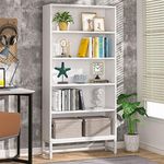 Tribesigns Tall Bookcase and Bookshelf, 70.8” Large Bookcases Organizer with 5-Tier Storage Shelves, Heavy Duty Free-Standing Library Bookshelf Shelving Unit for Living Room, Bedroom, Office (White)