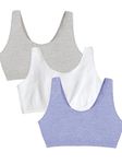 Fruit of the Loom Women's Built-Up Sports Bra 3 Pack, Mint chip/White/Grey Heather