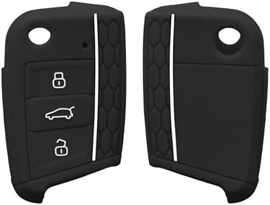 kwmobile Carcasa Compatible con Llavero de VW Golf 7 MK7 Llave de Coche de 3 Botones Funda - Funda para Mando de Coche de Silicona - Negro/Blanco