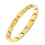 HAQIはち Magnetic Healthy Bracelet for Women and Men Power Magnetic Energy Bracelet for Couples with Adjustment Tool and Gift Box (Women, Gold)