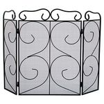 Fire Vida Tapton 3 Panel Fire Screen/Spark Fire Guard, Metal, Black