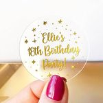 Personalised Rosegold Gold Silver Romantic Name Birthday party stickers, Birthday stickers with custom name and number, Custom round sticker, Personalised labels stickers - BIRTHDAY05