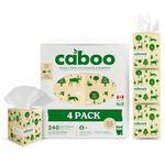 Caboo Tree Free Facial Tissues, 3 Ply Natural Tissue Paper, Pack of 4, Eco Friendly Hypoallergenic Tissue Boxes, 60 Tissues Per Box, 240 Total Tissues