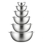 FineDine Mixing Bowls Set - 6-Piece, Easy-Grip, Stainless Steel Mixing Bowls for Baking, Cooking, Salad & Food Prep - Large, Medium and Small Metal Nesting Bowls