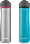 Contigo Cortland Chill 2.0 Water Bottle with AUTOSEAL Lid | Stainless Steel Water Bottle, 24 oz., 2-Pack, Juniper & Dragon Fruit, Pink and Black