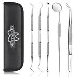 Dentaplex Plaque Remover for Teeth Oral Dental Care Kit 5 Pcs for Teeth Cleaning Whitening Tartar Remover Calculus Removal Tools Tooth Picks Dentist Mirror and Tweezers for Personal & Pets use