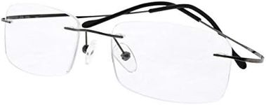 Eyekepper Titanium Rimless Reading Glasses Readers Men Women Gunmetal +1.5