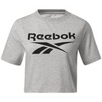 Reebok Womens Identity Big Logo Crop T-Shirt, Medium Grey Heather, L EU