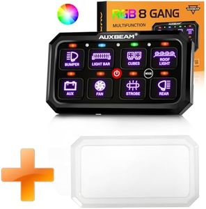 Auxbeam RGB 8 Gang Switch Panel 5.3 Inch RB80 XL & Switch Panel Waterproof Cover
