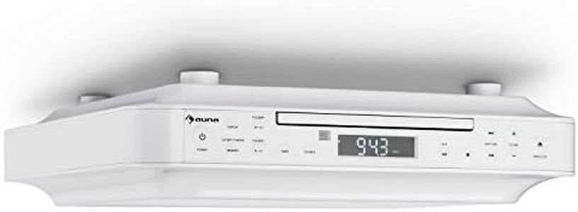 auna KRCD-100 BT Kitchen Under Cabinet Radio - CD-Player, MP3, Radio Tuner, BT Port makes Wireless Hearing Possible, Suitable as Short Time Alarm, Kitchen or Baking Timer, LCD Display - White
