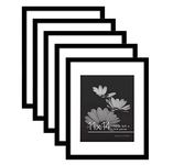 Americanflat 11x14 Picture Frame in Black - Set of 5 - Use as 8x10 Picture Frame with Mat or 11x14 Frame Without Mat - Plexiglass Cover and Sawtooth Hanging Hardware for Horizontal or Vertical Display