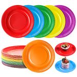 Aodaer 60 Pack Colorful Paper Plates Party Tableware 7 Inch Disposable Plates Tableware for Wedding Birthday Party, DIY Painting, Multicolor