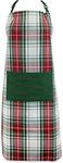 DII 100% Cotton, Holiday Unisex Bib Chef Kitchen Apron, Kitchen Basic, Adjustable Neck & Waist Ties, Front Pocket, Perfect for Cooking, Baking, BBQ-Christmas Plaid