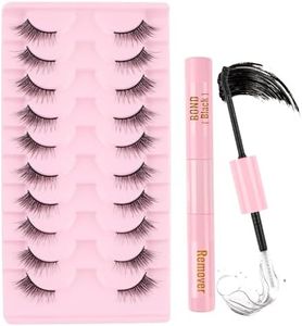 Poiuyoiu Mezze Ciglia Ciglia Wispy Cat Eye Kit Ciglia Finte Soffici con Colla per Ciglia e Dispositivo di Rimozione 3/4 Ciglia ad Angolo Ciglia Finte Naturali di Visone 10 Paia