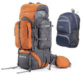 Tripole Walker 65 litres Rucksack with 20 Litre Foldable Day Pack | Internal Frame with Metal Rod | Rain Cover | Bottom Opening | Laptop Section (Orange)