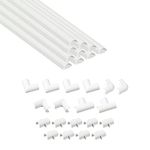 D-Line Micro+ Cable Trunking 4-Meter Pack, Half Round Cable Cover, Paintable, Self-Adhesive Wire Cover, Hide TV Wires, Cable Management - 10x 20mm (W) x 10mm (H) x 40cm Lengths & Accessories - White