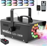 MOSFiATA Fog Machine with 18 RGB LED Lights Effect, 1200W Smoke Machine, 2300CFM Fog with 1 Wire Receiver and 2 Wireless Remote Controls, Perfect for Wedding, Halloween, Party and Stage Effect