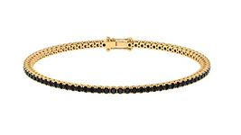 Certified Lab Grown Black Diamond Tennis Bracelet for Women, AAAA Quality, Black Diamond Eternity Stacking Bracelet, 18K Yellow Gold, 7.0 inches