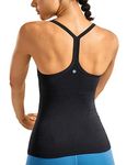 CRZ YOGA Women's Racerback Workout Tank Tops Strappy Padded Gym Sports Camisole Top with Built in Bra Black 10