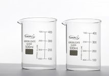 RAWAL'S Borosilicate 3.3 Glass Beaker with graduation marks and spout, Pack of 2 (500 ML)